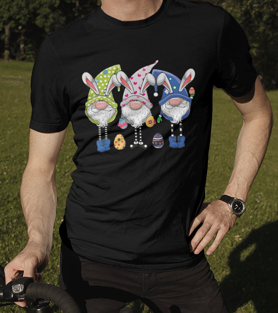 Easter Gnomes With Bunny Ears And Colorful Eggs For Egg Hunting T-Shirt