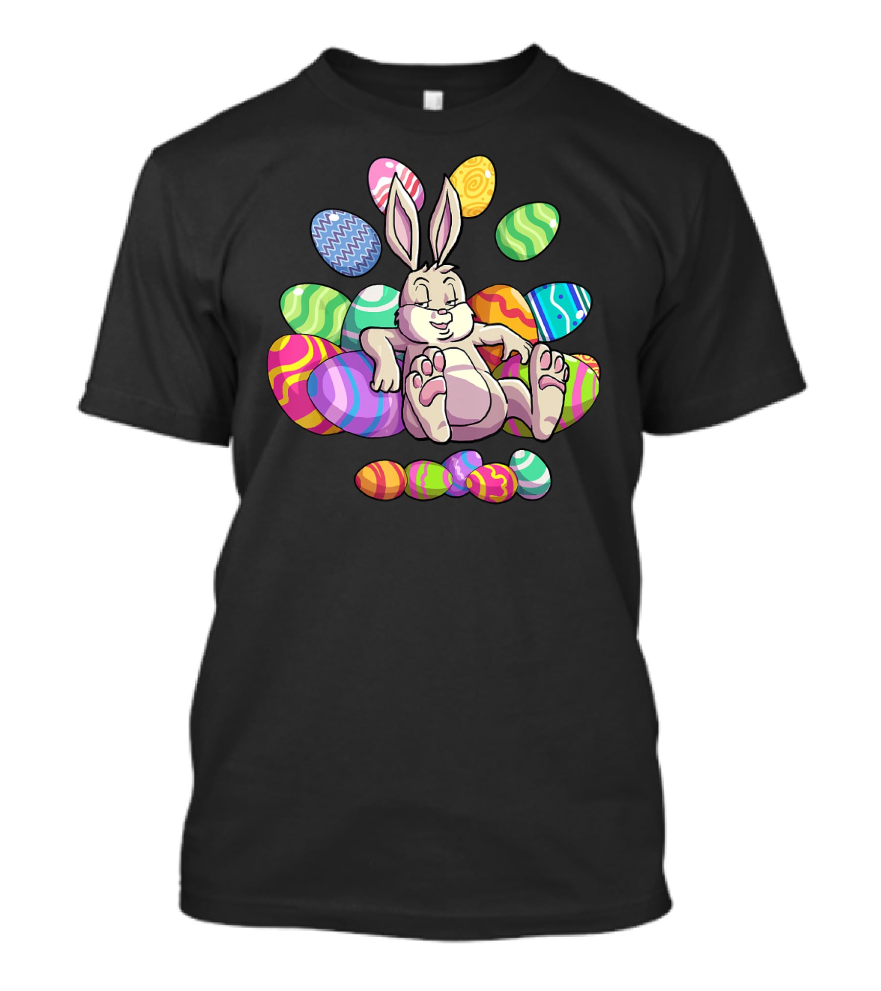 Funny Easter Bunny With Colorful Eggs For Girls Boys Toddler T-Shirt