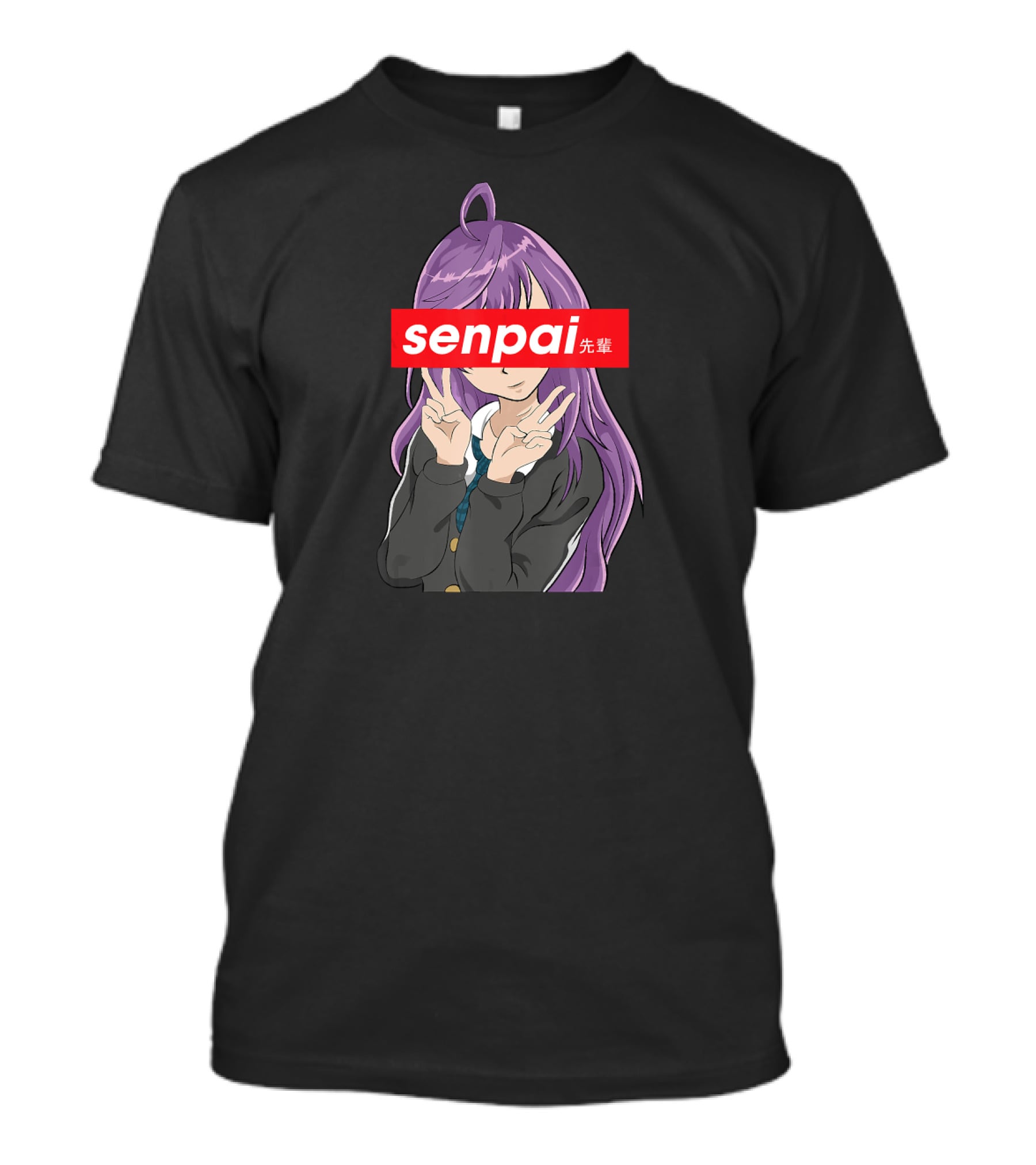 Senpai Japanese Anime Girl Notice Me Senpai Purple Hair T-Shirt