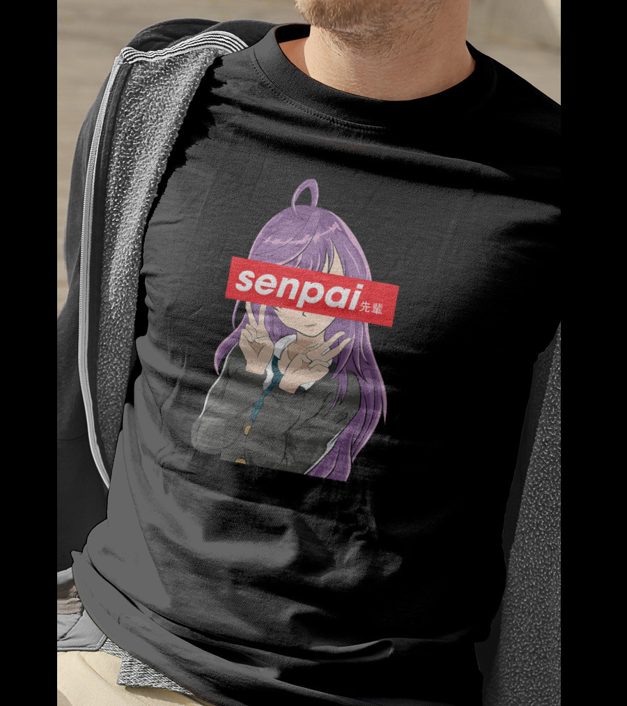 Senpai Japanese Anime Girl Notice Me Senpai Purple Hair T-Shirt