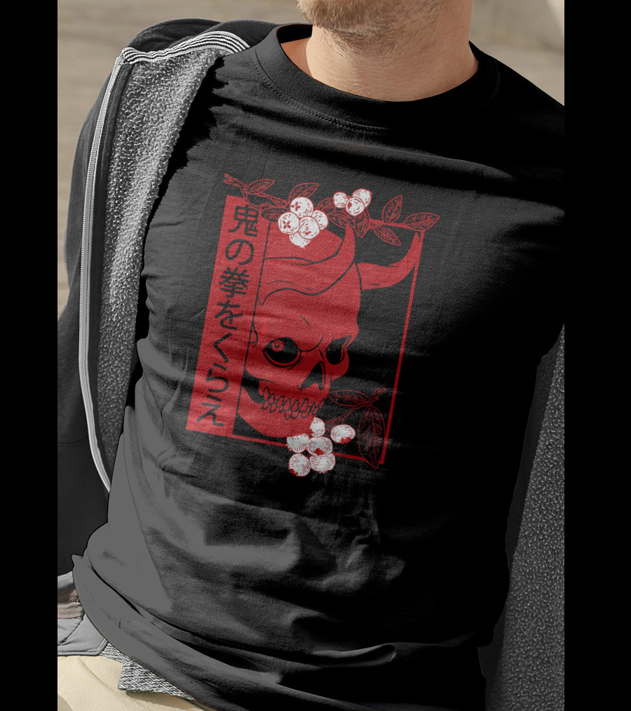 Japanese Demon Skull Oni Harajuku Aesthetic T-Shirt