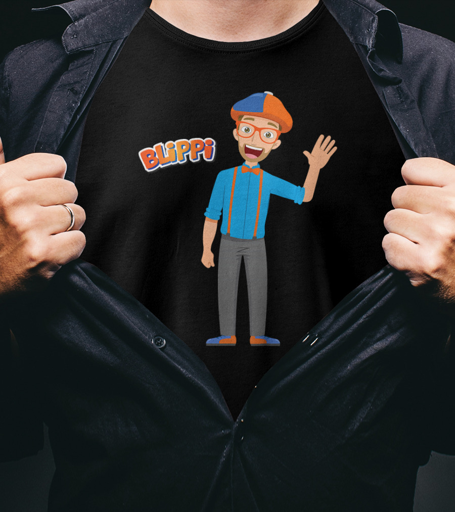 Blippi Colorful Cartoon Character With Orange And Blue T-Shirt