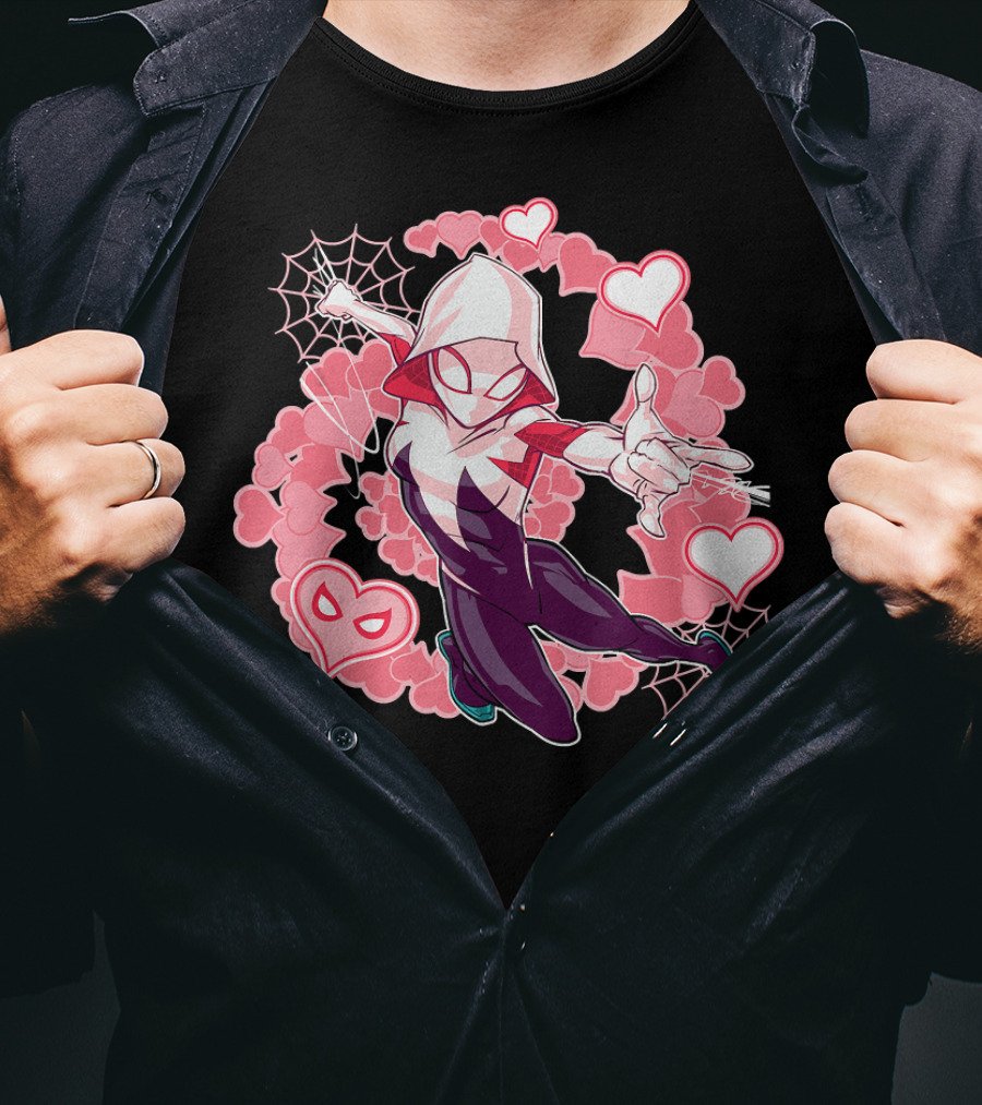 Spider Gwen Hearts Into The Spider-Verse Marvel T-Shirt