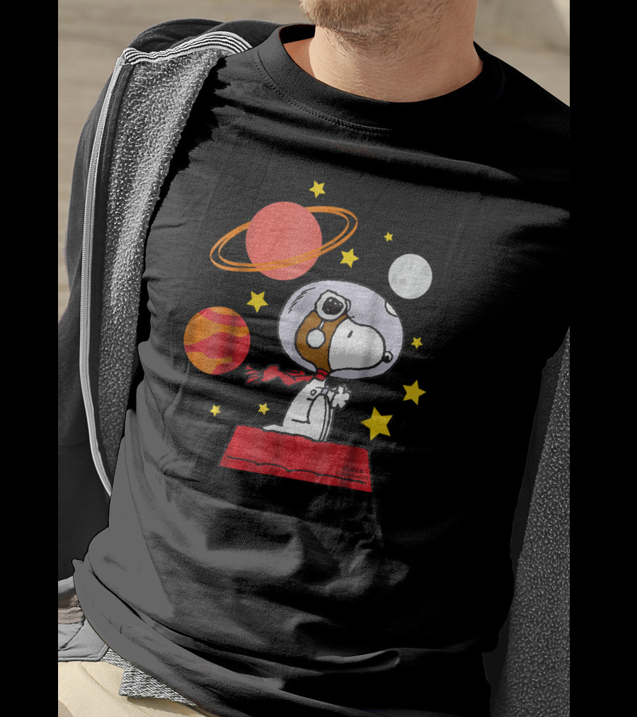 Peanuts Snoopy Astronaut With Planets And Stars T-Shirt