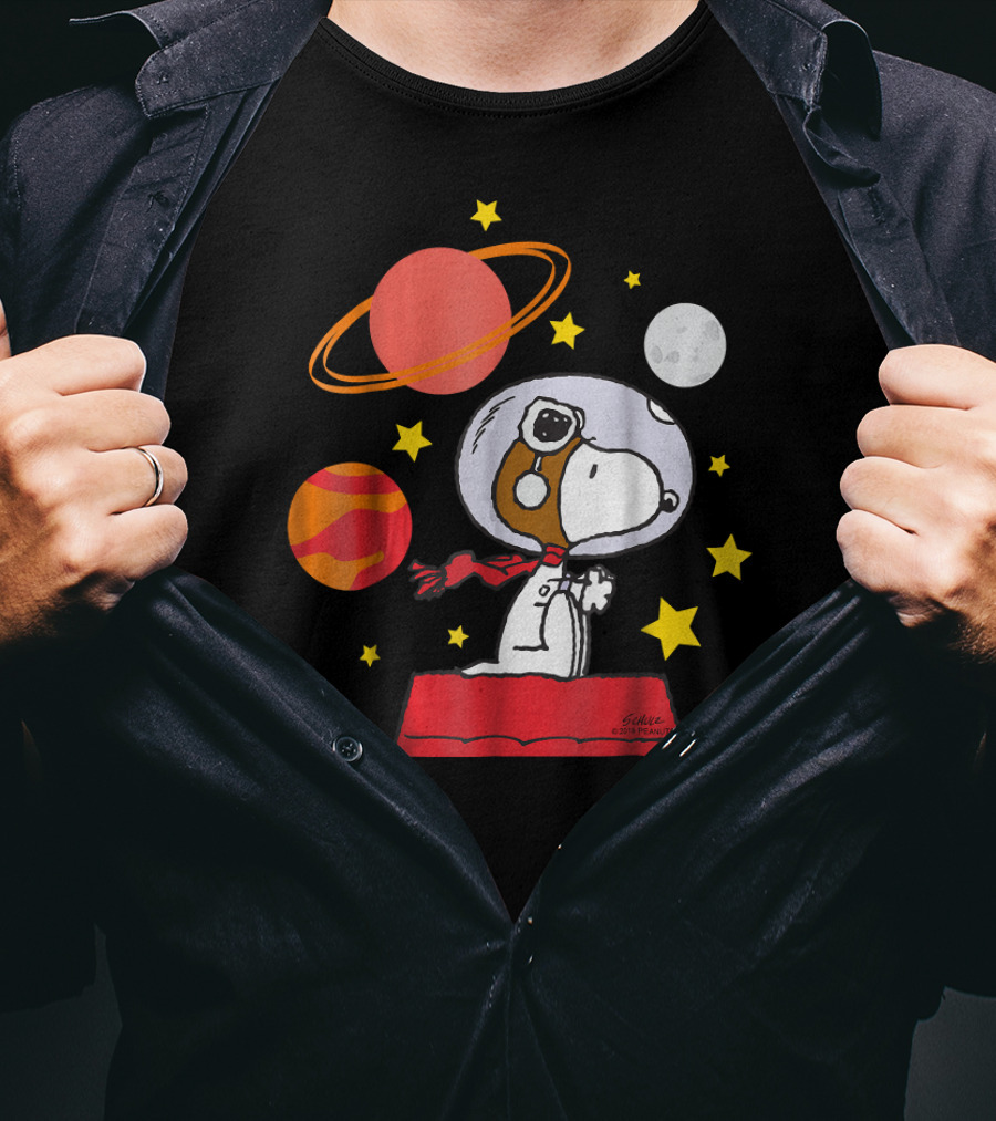 Peanuts Snoopy Astronaut With Planets And Stars T-Shirt