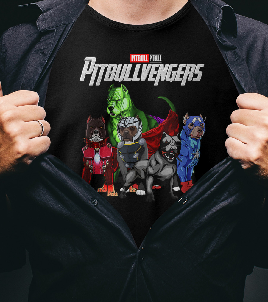 Pitbullvengers Funny Dog Pitbull Superhero T-Shirt
