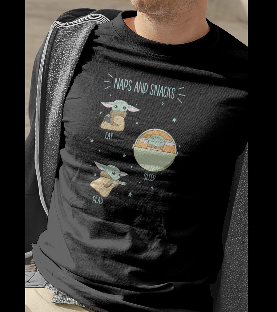 Star Wars The Mandalorian Naps And Snacks Eat Sleep Play The Child Doodles T-Shirt
