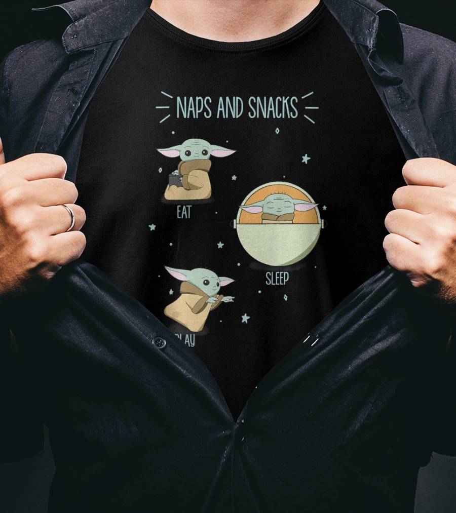 Star Wars The Mandalorian Naps And Snacks Eat Sleep Play The Child Doodles T-Shirt