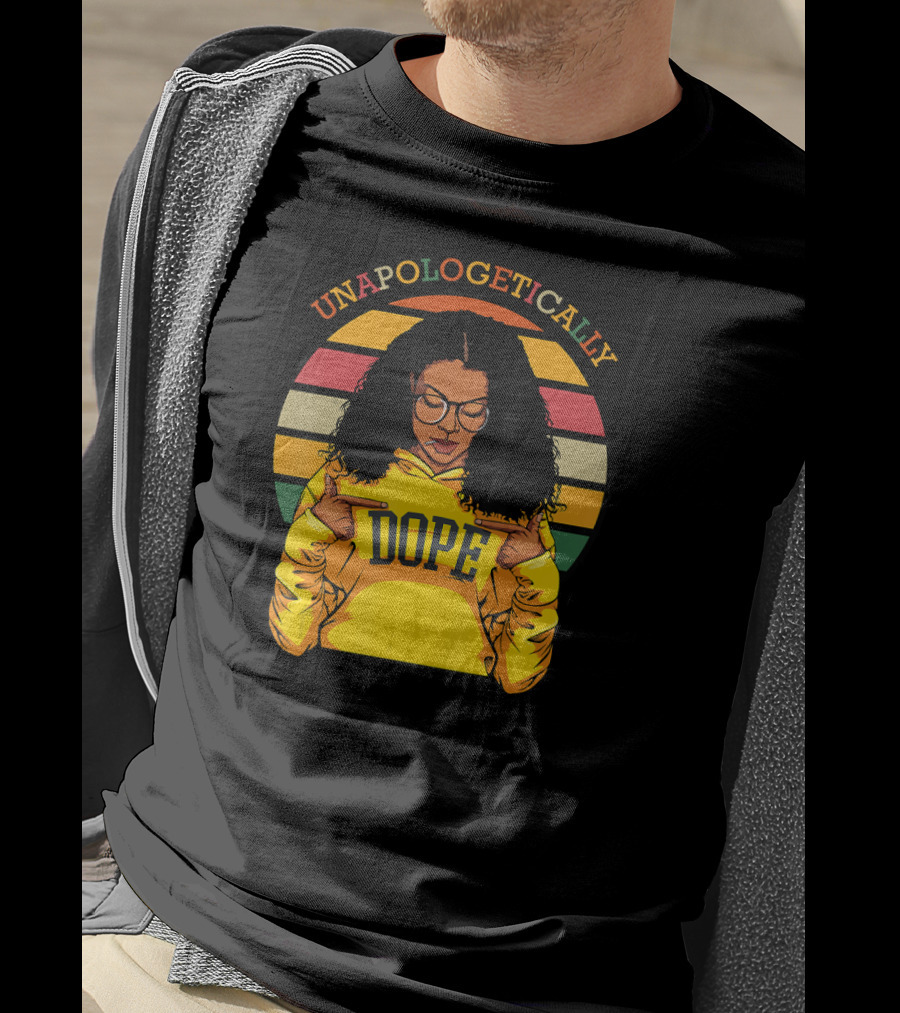 Unapologetically Dope Afro Pride Black History Month Retro Stripes T-Shirt