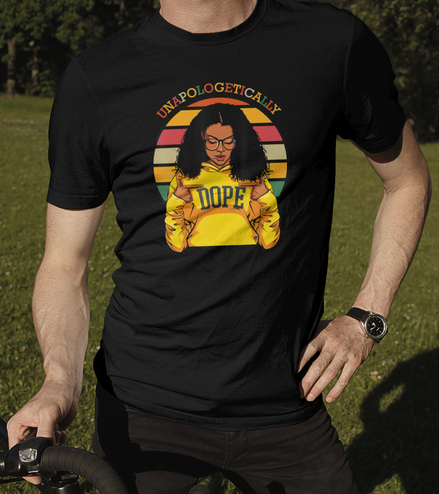 Unapologetically Dope Afro Pride Black History Month Retro Stripes T-Shirt
