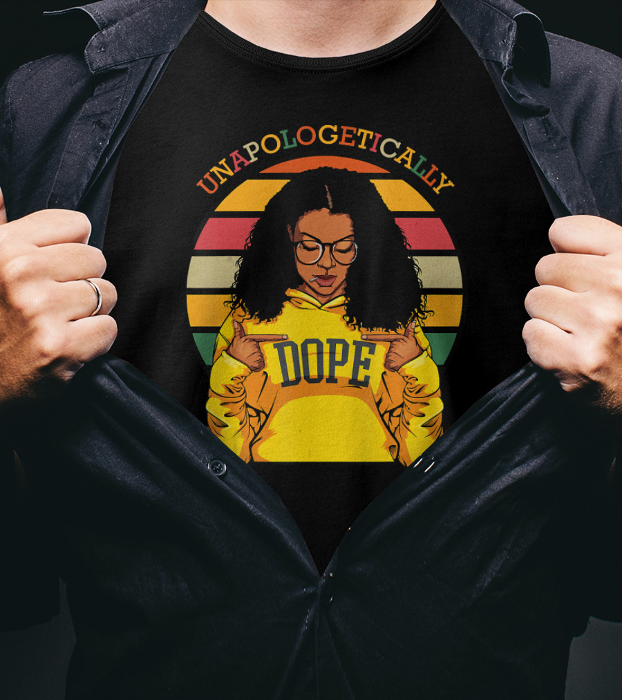 Unapologetically Dope Afro Pride Black History Month Retro Stripes T-Shirt