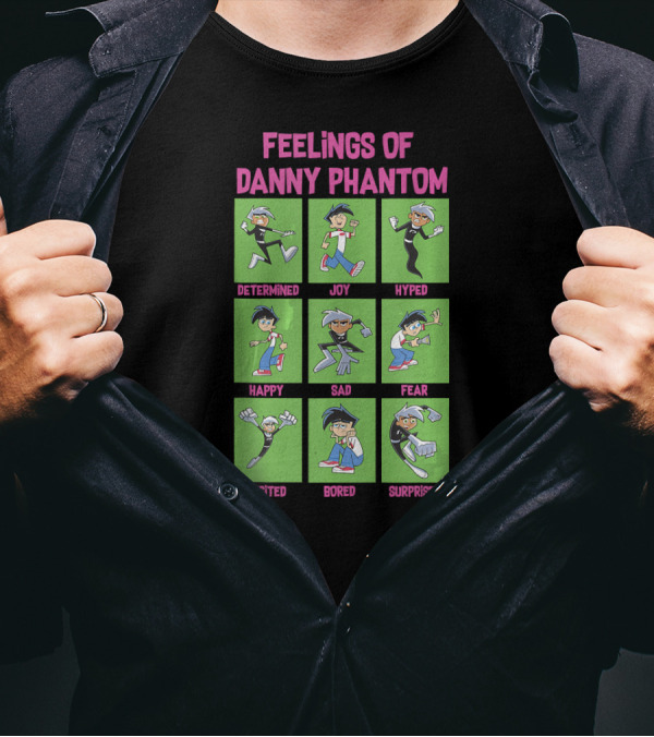Feelings Of Danny Phantom Determined Joy Hyped Happy Sad Fear Excited Bored Surprise T-Shirt