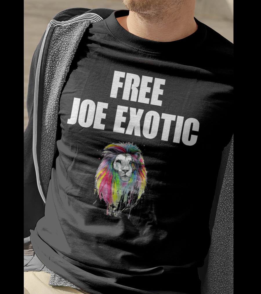 FREE JOE EXOTIC Colorful Lion Head T-Shirt