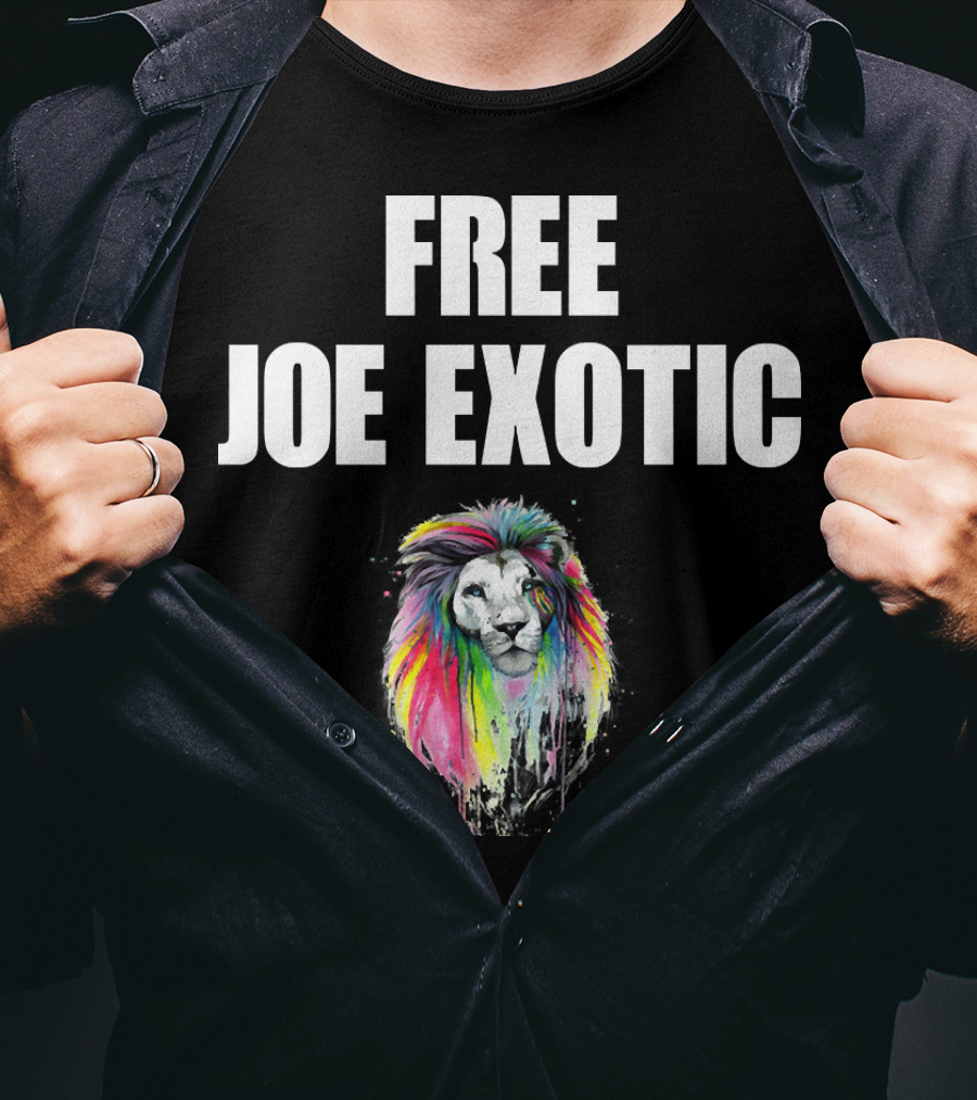 FREE JOE EXOTIC Colorful Lion Head T-Shirt