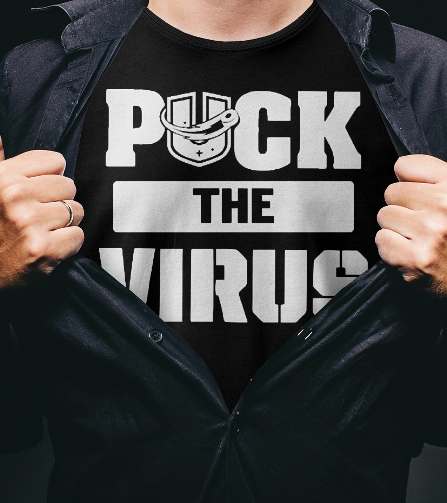 Puck The Virus Hockey Mask Sports Humorous Message T-Shirt