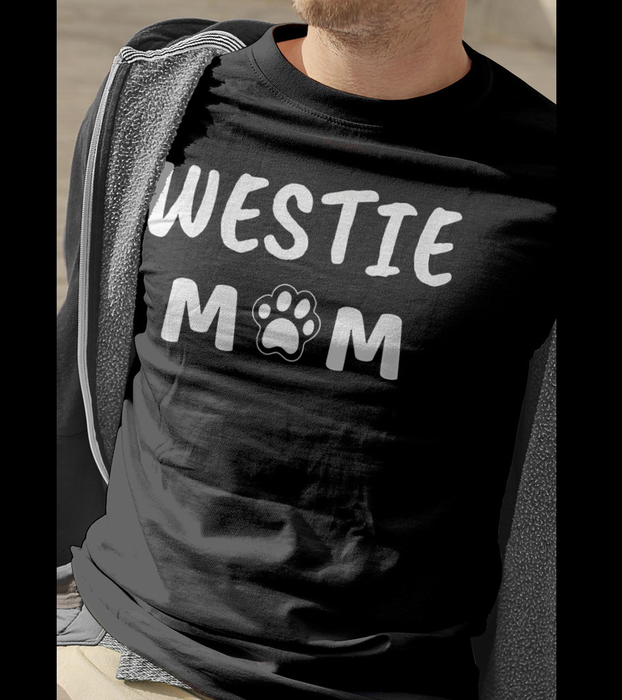 Westie Mom West Highland Terrier Lover Paw Prints T-Shirt