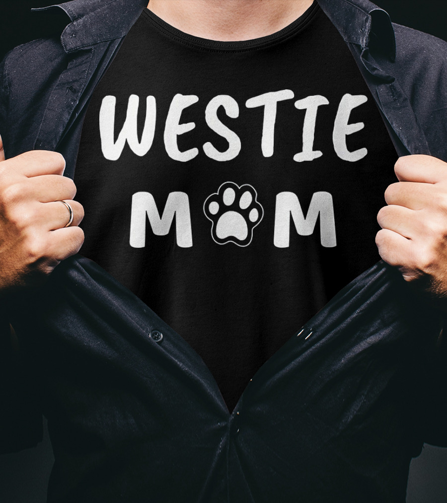 Westie Mom West Highland Terrier Lover Paw Prints T-Shirt