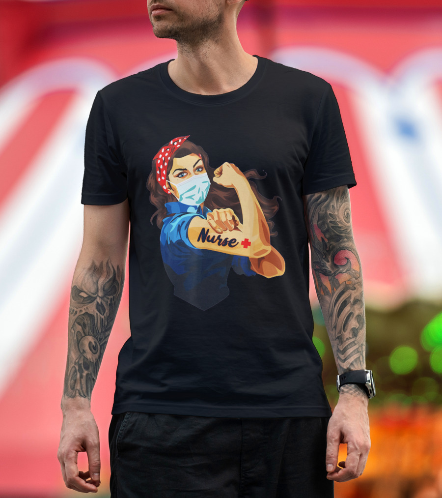 Strong Nurse Rosie Riveter Masked Heroine T-Shirt