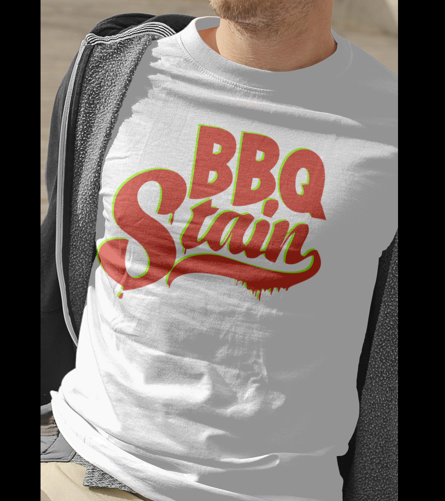 BBQ Stain Dripping Font Bold Red Green Outline T-Shirt