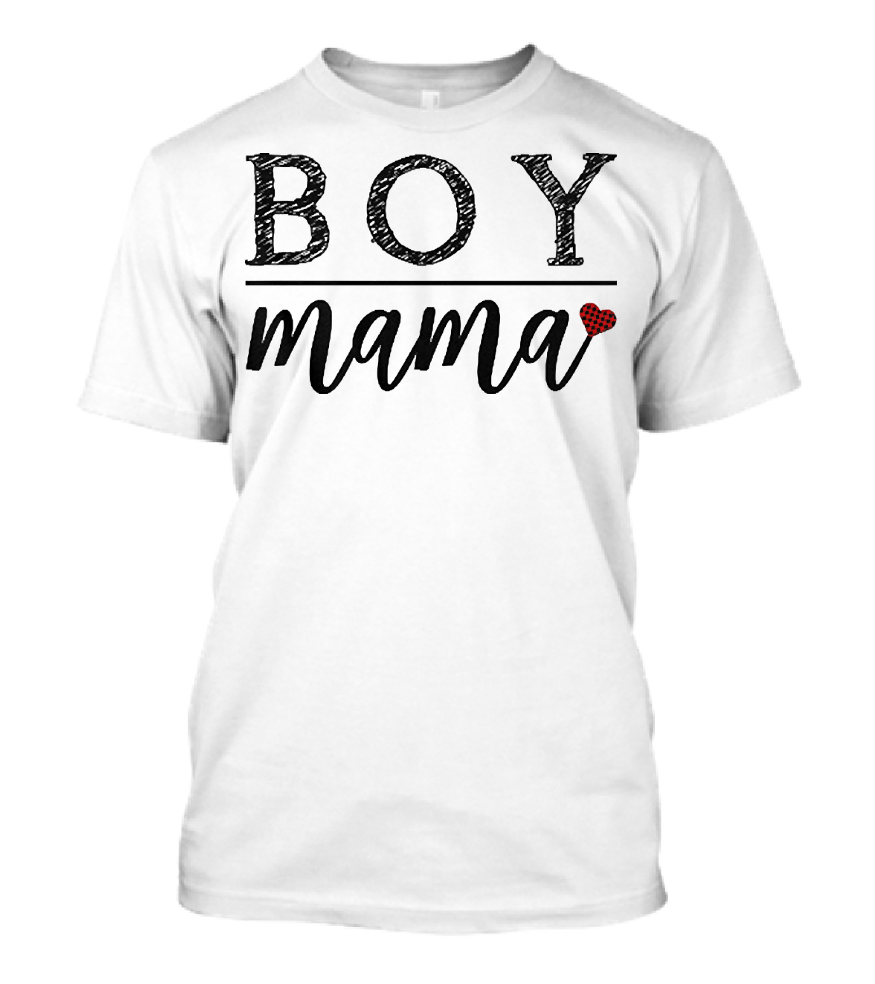 BOY MAMA Mama Heart Plaid T-Shirt