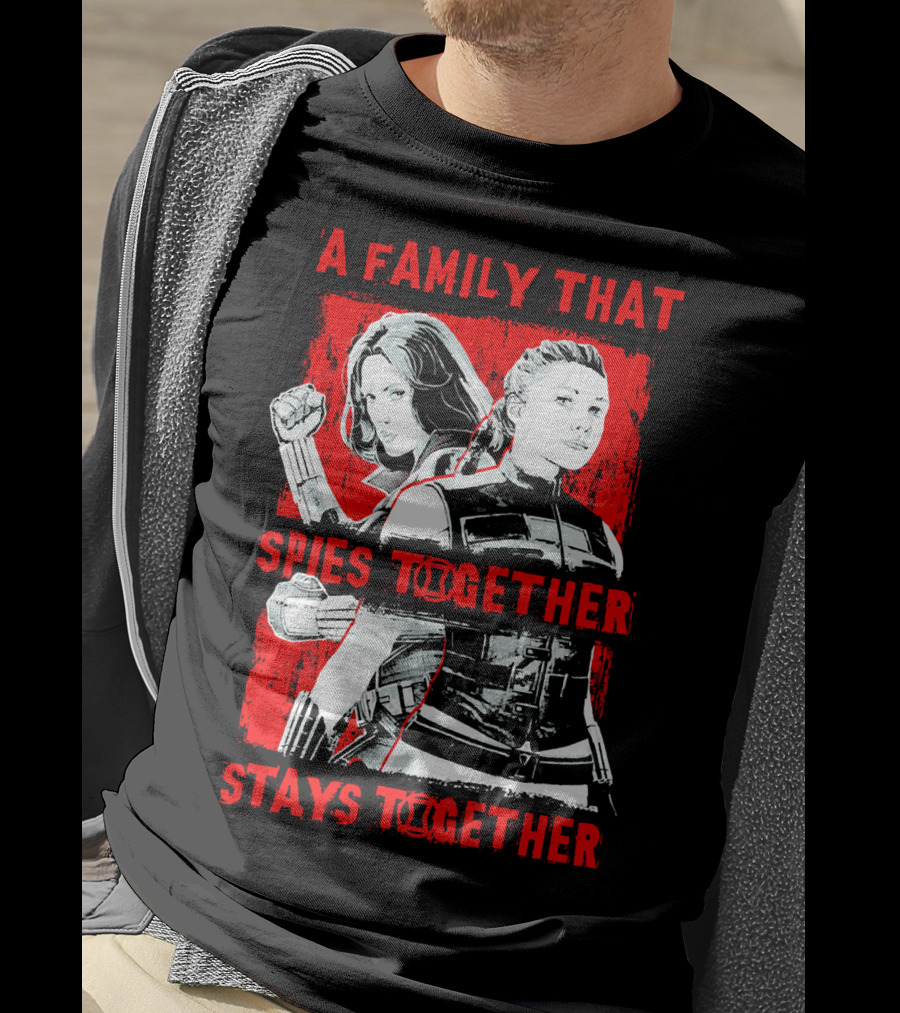 Marvel A Family That Spies Together Stays Together Black Widow Natasha Romanoff Yelena Belova T-Shirt