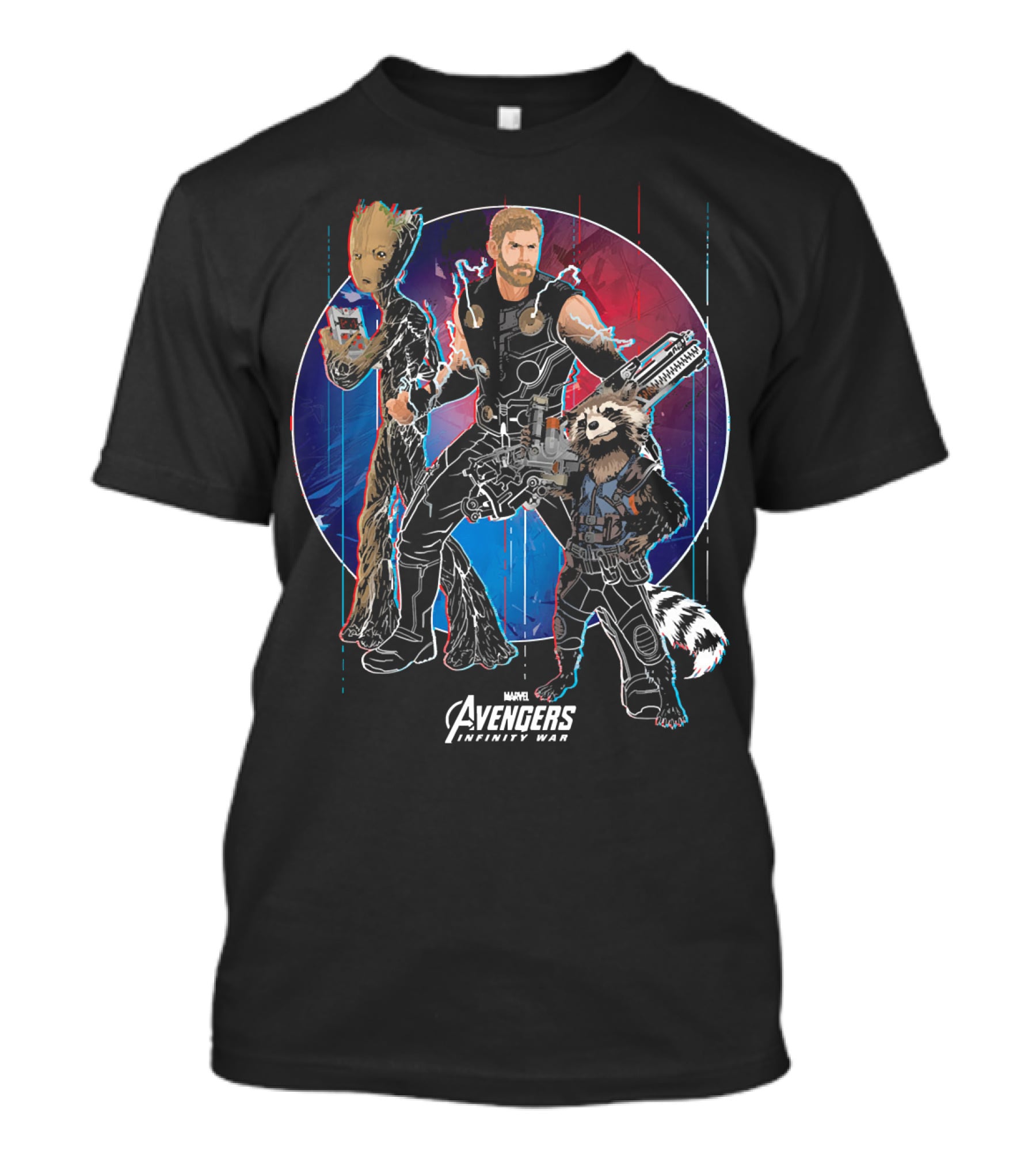 Marvel Avengers Infinity War Thor Groot Rocket Guardians T-Shirt