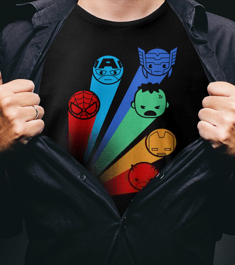 Marvel Avengers Captain America Thor Spider-Man Hulk Iron Man Daredevil Signals T-Shirt