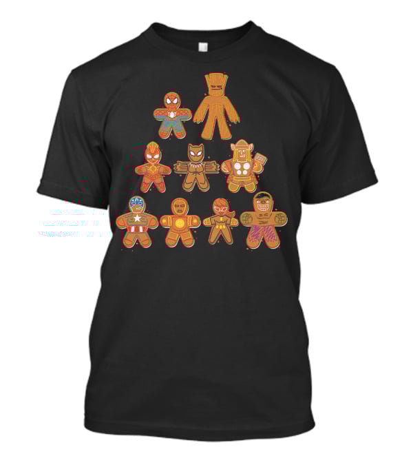Marvel Avengers Gingerbread Heroes Tree T-Shirt