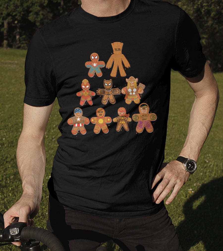 Marvel Avengers Gingerbread Heroes Tree T-Shirt