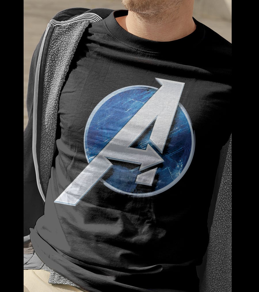 Marvel Avengers Blue Circle Icon Silver A T-Shirt