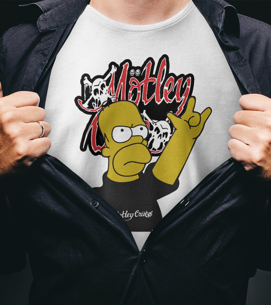 Homer Simpson Motley Crue Rock Salute T-Shirt