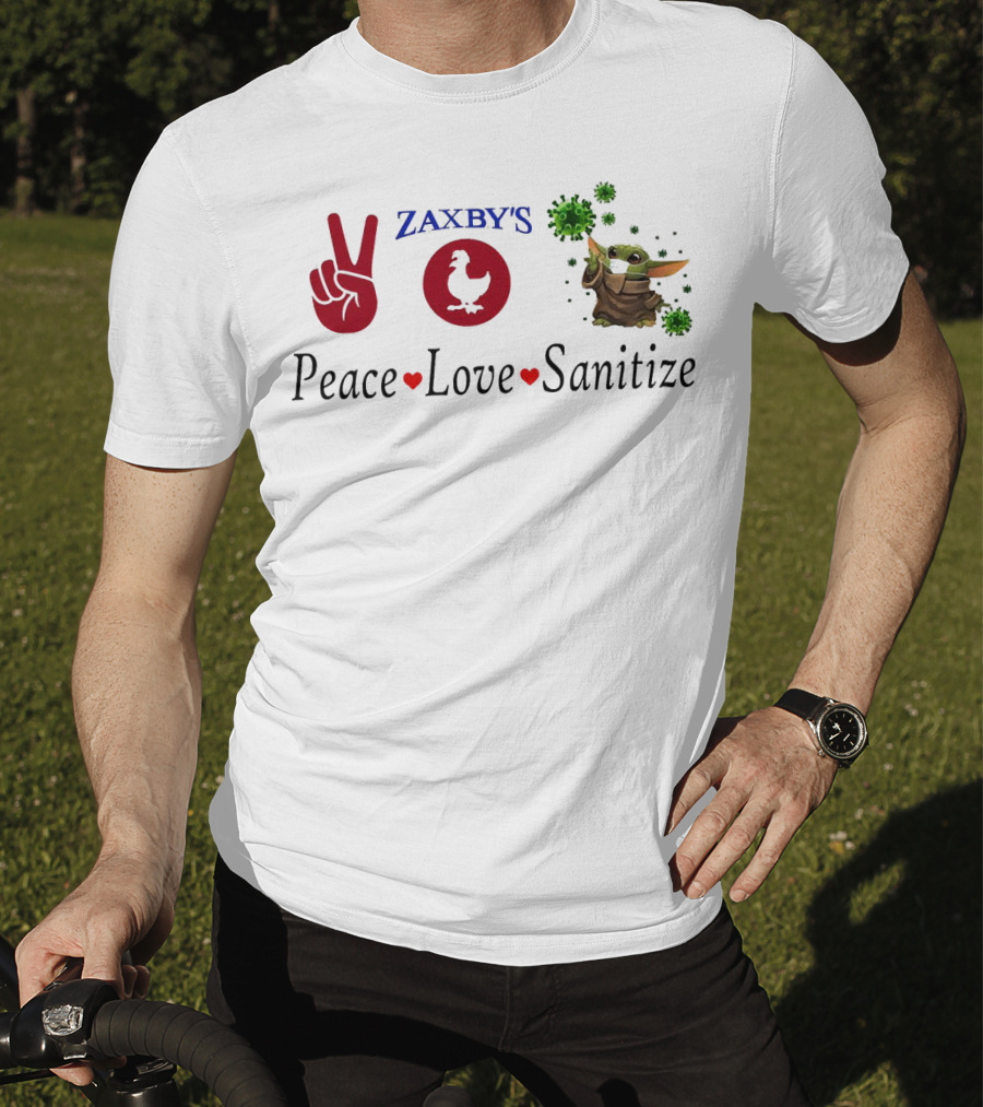 Zaxby's Peace Love Sanitize Baby Yoda T-Shirt