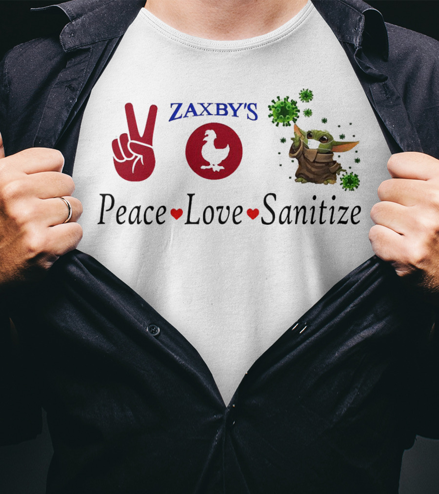 Zaxby's Peace Love Sanitize Baby Yoda T-Shirt