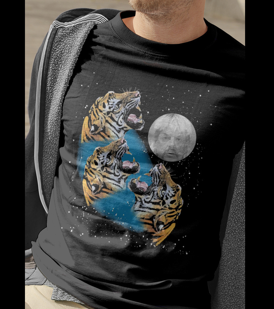 Joe Exotic Moon Three Tiger King Roaring Tiger Ladies T-Shirt