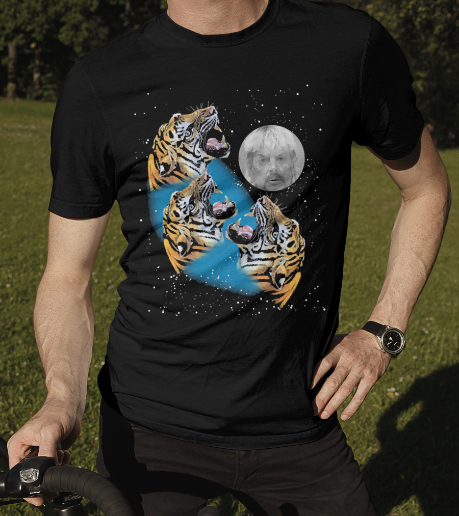 Joe Exotic Moon Three Tiger King Roaring Tiger Ladies T-Shirt