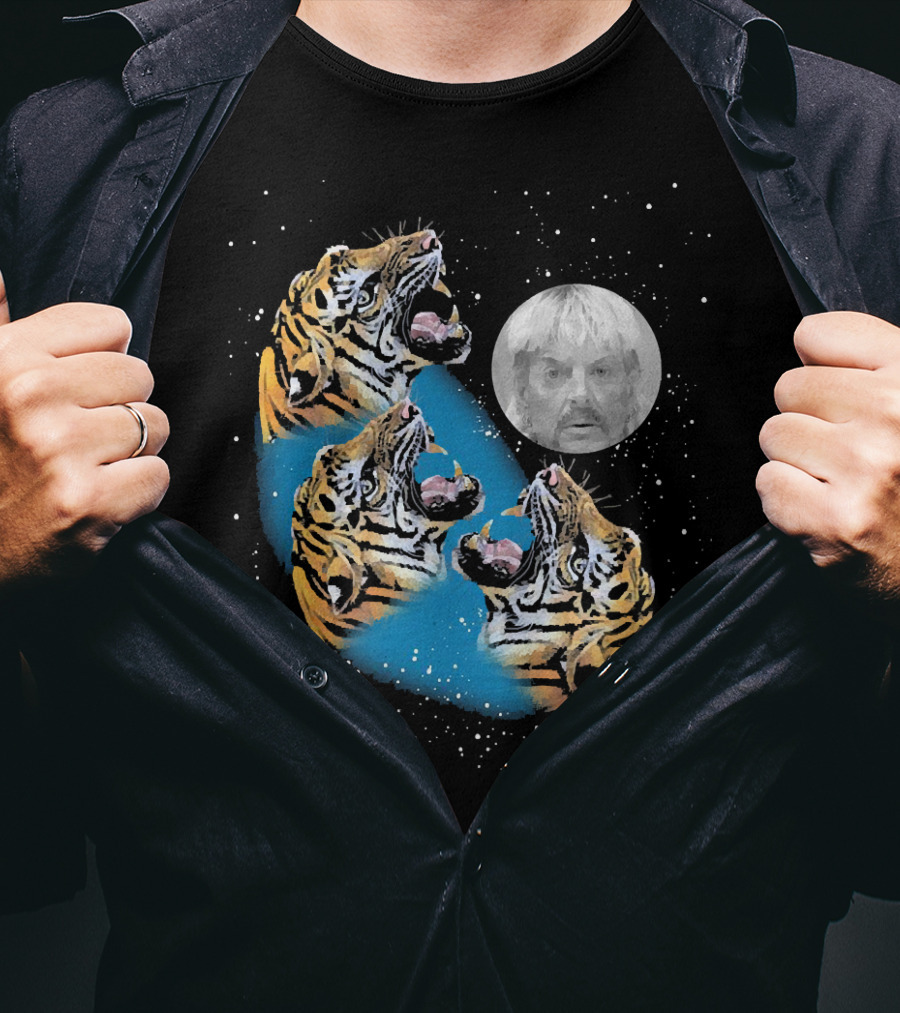 Joe Exotic Moon Three Tiger King Roaring Tiger Ladies T-Shirt