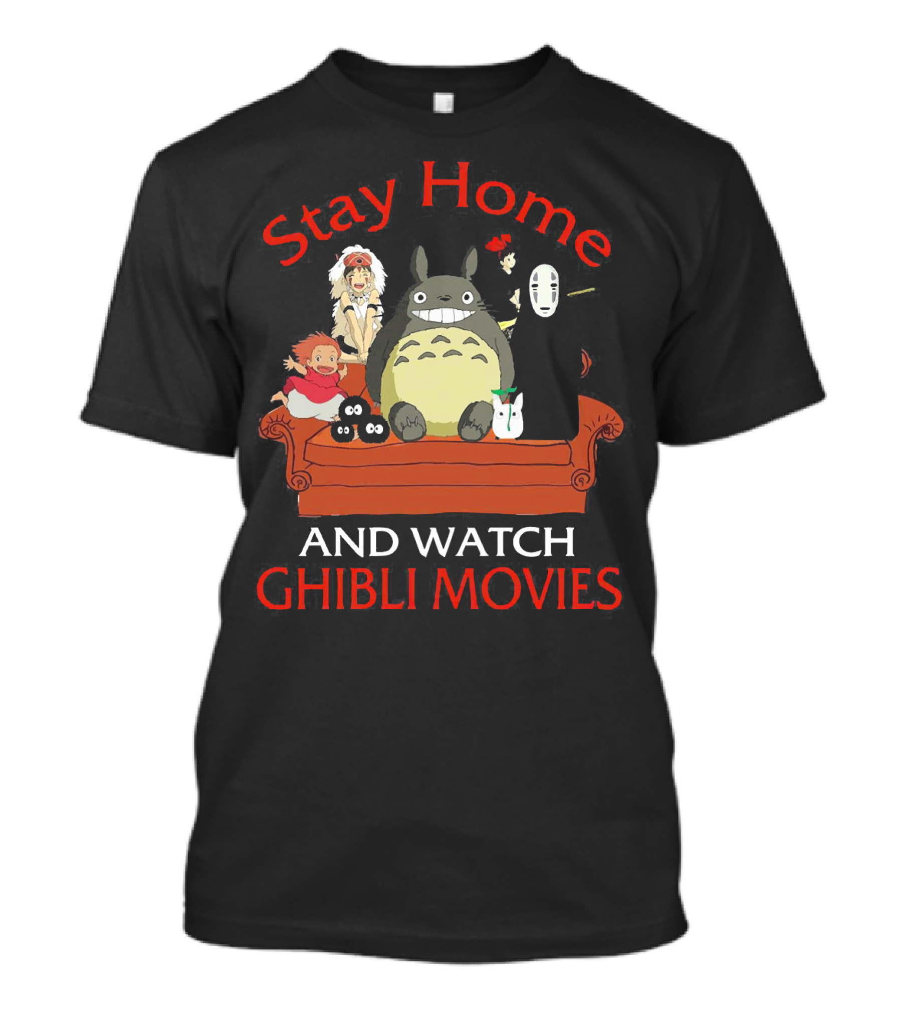 Stay Home And Watch Ghibli Movies Totoro No Face Characters Couch T-Shirt