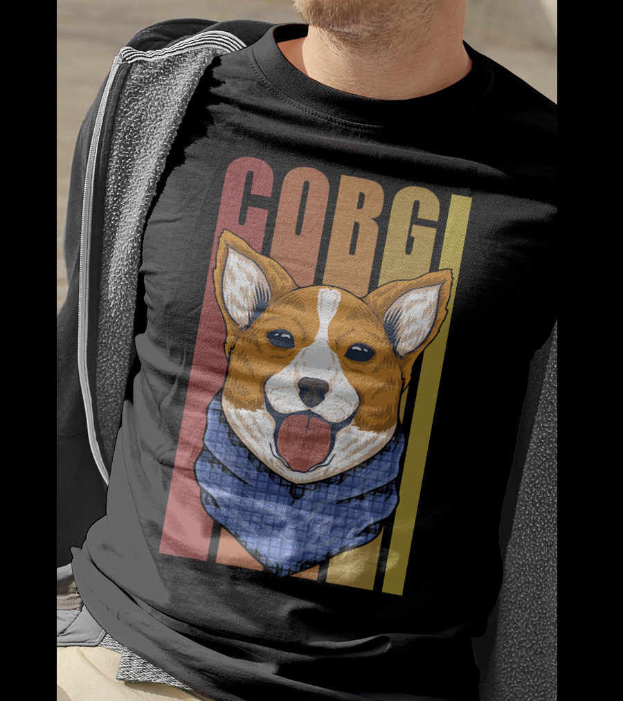 Corgi Dog Bandana Retro 158 T-Shirt