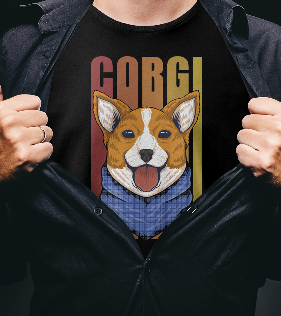 Corgi Dog Bandana Retro 158 T-Shirt