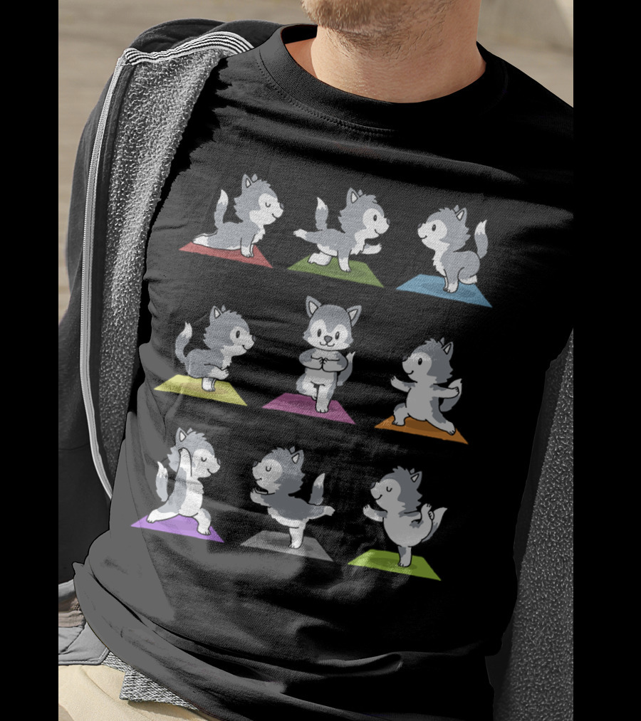 Husky Yoga Poses Funny Husky 234 Playful Meditation T-Shirt