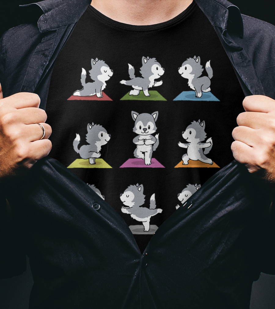 Husky Yoga Poses Funny Husky 234 Playful Meditation T-Shirt