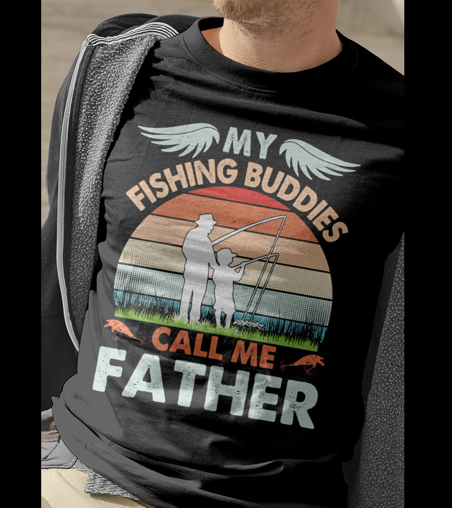 My Fishing Buddies Call Me Father Retro Sunset T-Shirt