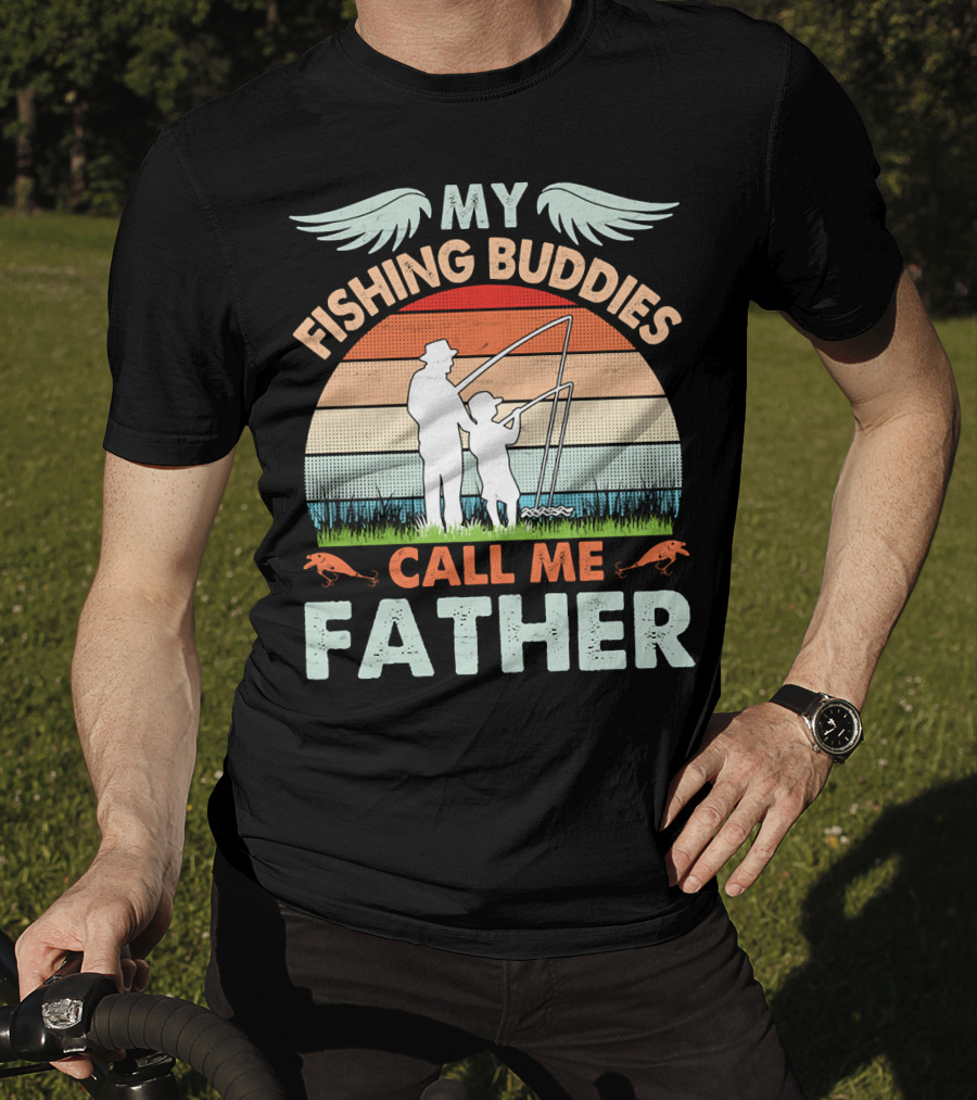 My Fishing Buddies Call Me Father Retro Sunset T-Shirt
