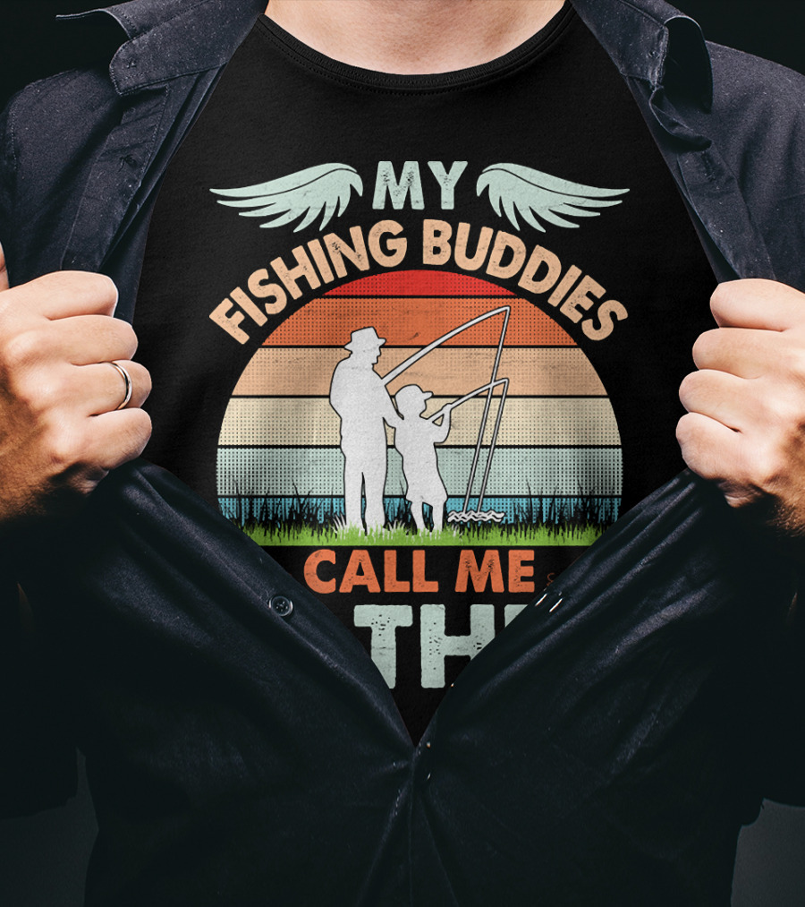 My Fishing Buddies Call Me Father Retro Sunset T-Shirt