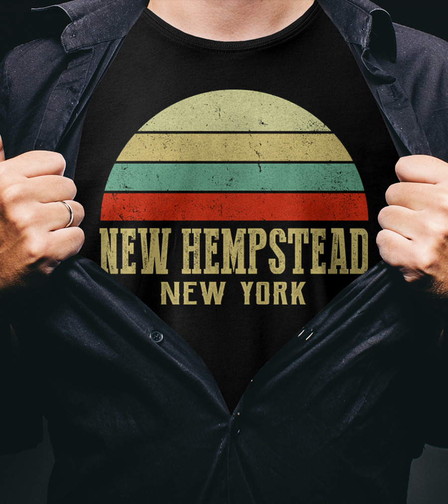 NEW HEMPSTEAD NEW YORK Vintage Retro Sunset Stripes T-Shirt