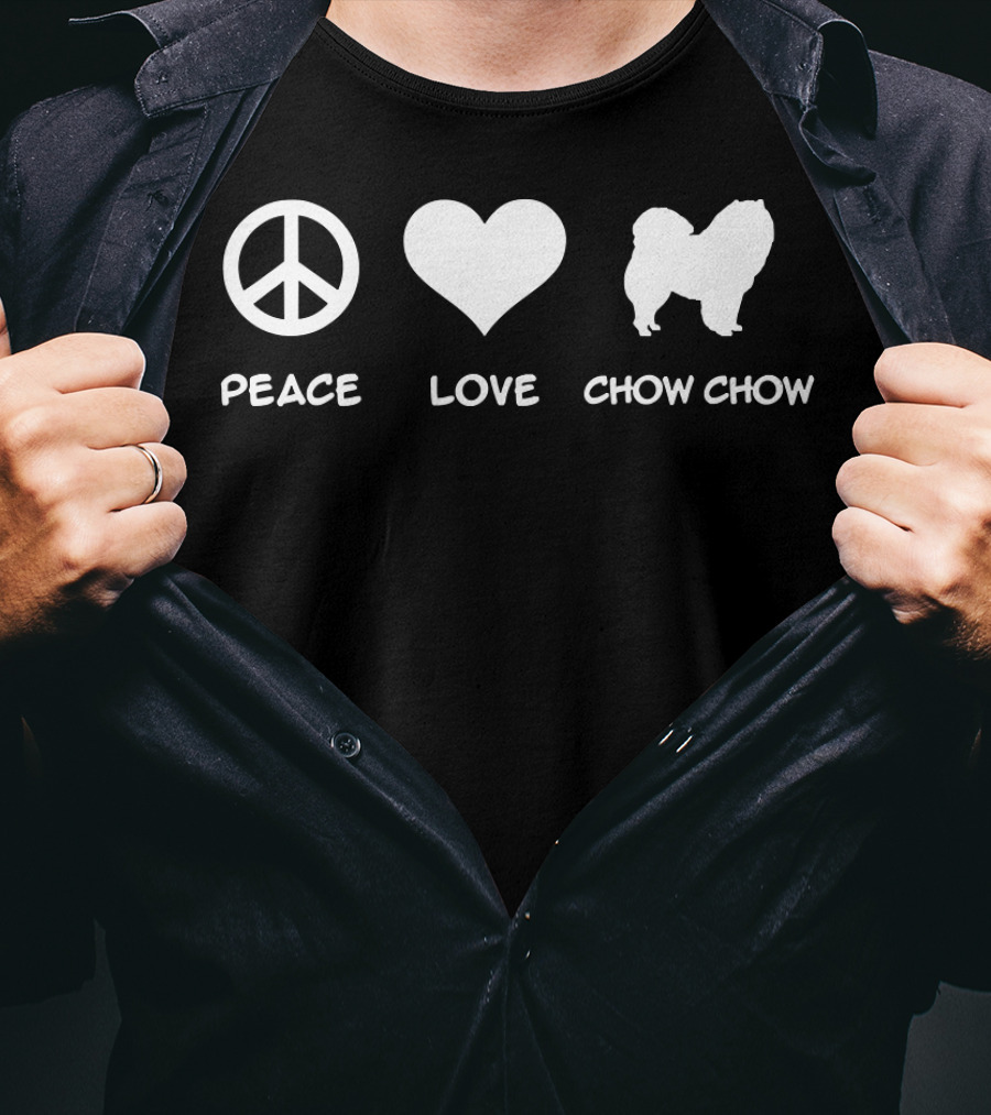 Peace Love Chow Chow Dog Silhouette Icon Trio T-Shirt