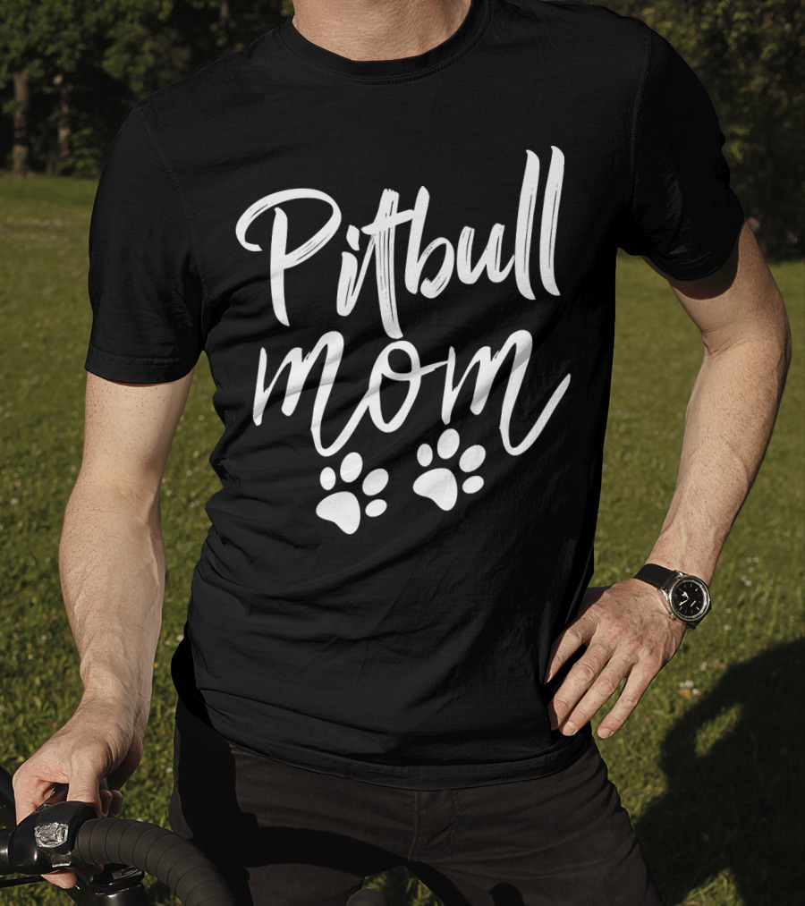 Pitbull Mom With Paw Prints 121 T-Shirt