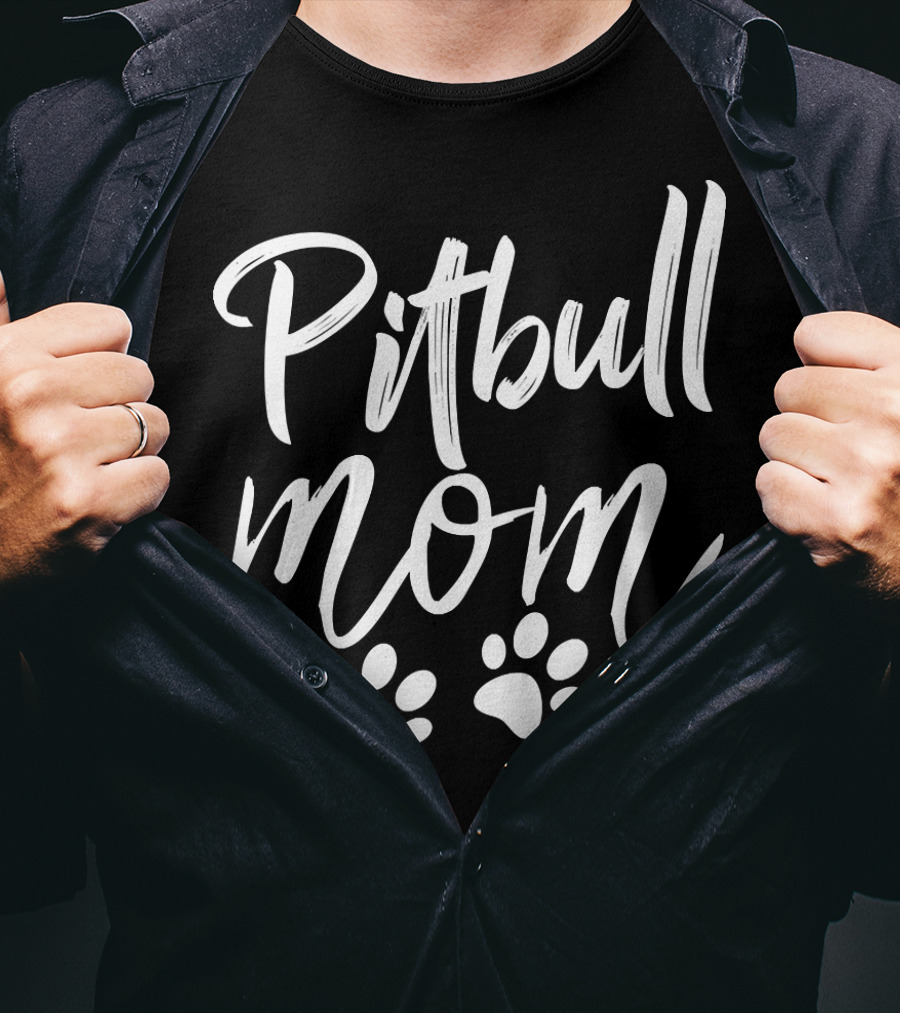 Pitbull Mom With Paw Prints 121 T-Shirt