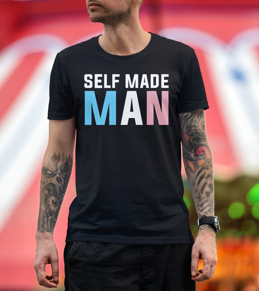 Self Made Man Transgender Pride Blue Pink White T-Shirt