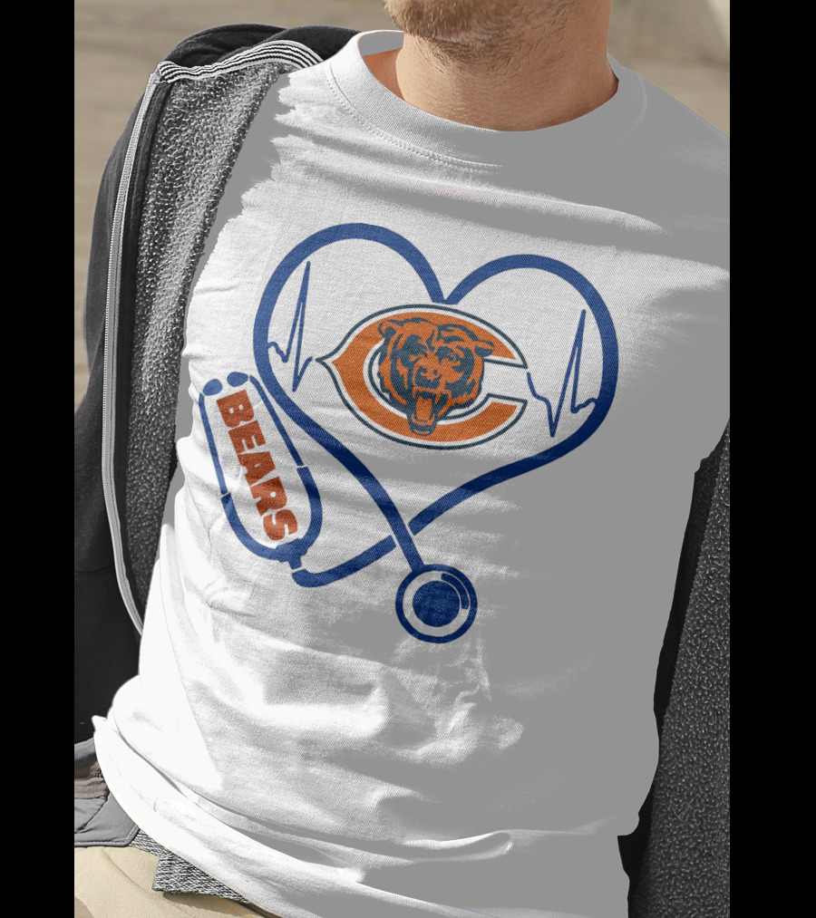 Chicago Bears Stethoscope Heartbeat T-Shirt